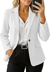 Blazers blazer feminino casual frente aberta manga longa trabalho escritório jaqueta blazer com bolsos P-GG