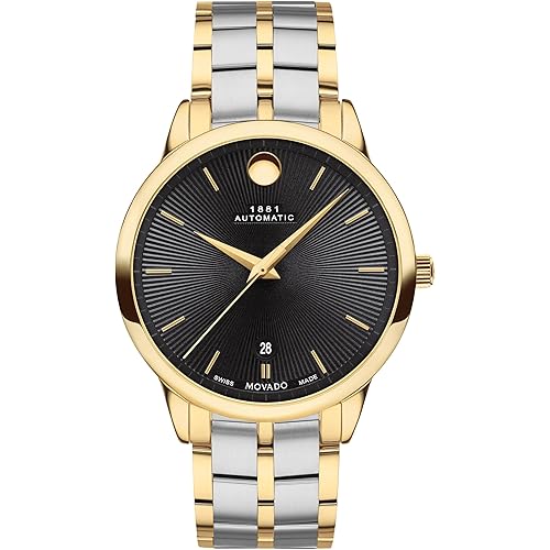 Movado 1881 Men's Automatic Swiss Watch - Self-Winding Movement, Stainless Steel - Water Resistance 3ATM/30 Meters - Classic Luxury Mechanical Timepiece - Gift for Him - 39.5mm