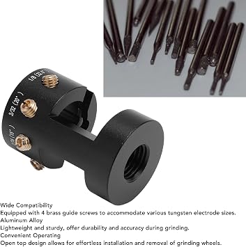 Tungsten SharpenerHead Tool, Aluminum Tungsten Electrode Sharpener Grinder, Tungsten Grinder, 4 Copper Screws Holes & 2 Upgrade CNC Mandrels, for Welding