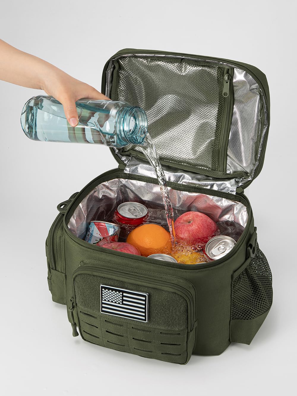 QT&QY Sac Repas Tactique 13L Militaire Renforcé - Glacière Isotherme Étanche Durable avec Système MOLLE Découpe Laser, pour Bureau/Camping/Pique-nique - Boîte Repas Adulte Hommes