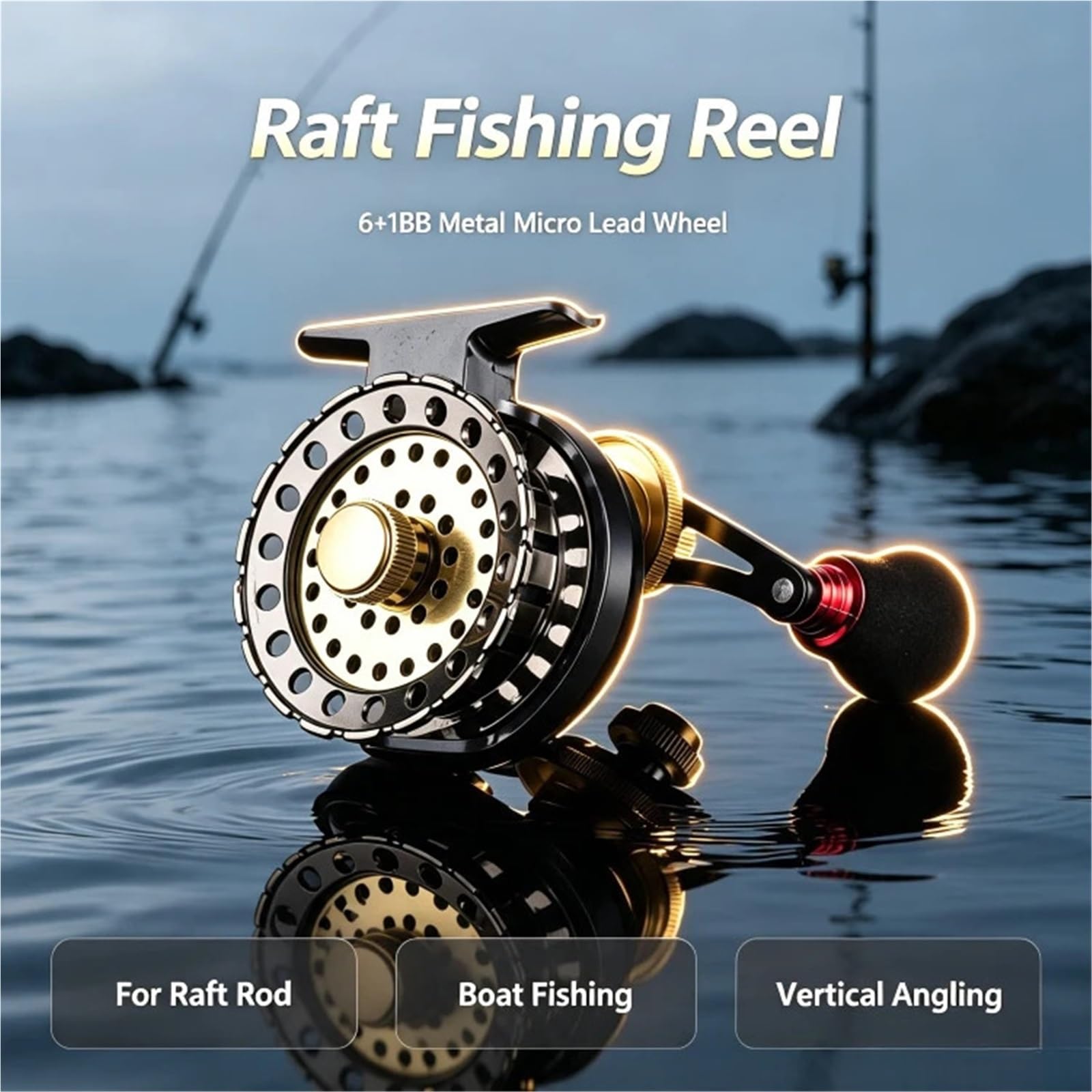 Moulinet De Pêche en Radeau Métal 6 + 1BB avec Force Traînée
