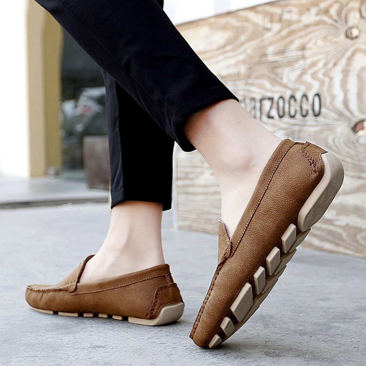 Mocasines para Hombre de Cuero Moda Slip-on Shoes Driver Shoes Casual Flat Shoes 38-49 EU