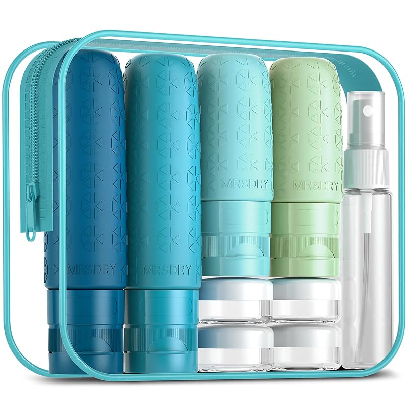 Mrsdry Kit de frascos recarregáveis para viagem em silicone e plástico, 18 peças