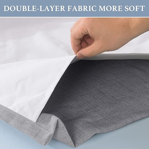 Miniatura 5 de 100% Blackout Shield Cortinas para puerta corrediza con aspecto texturizado de lino con forro opaco, cortinas opacas con aislamiento térmico,