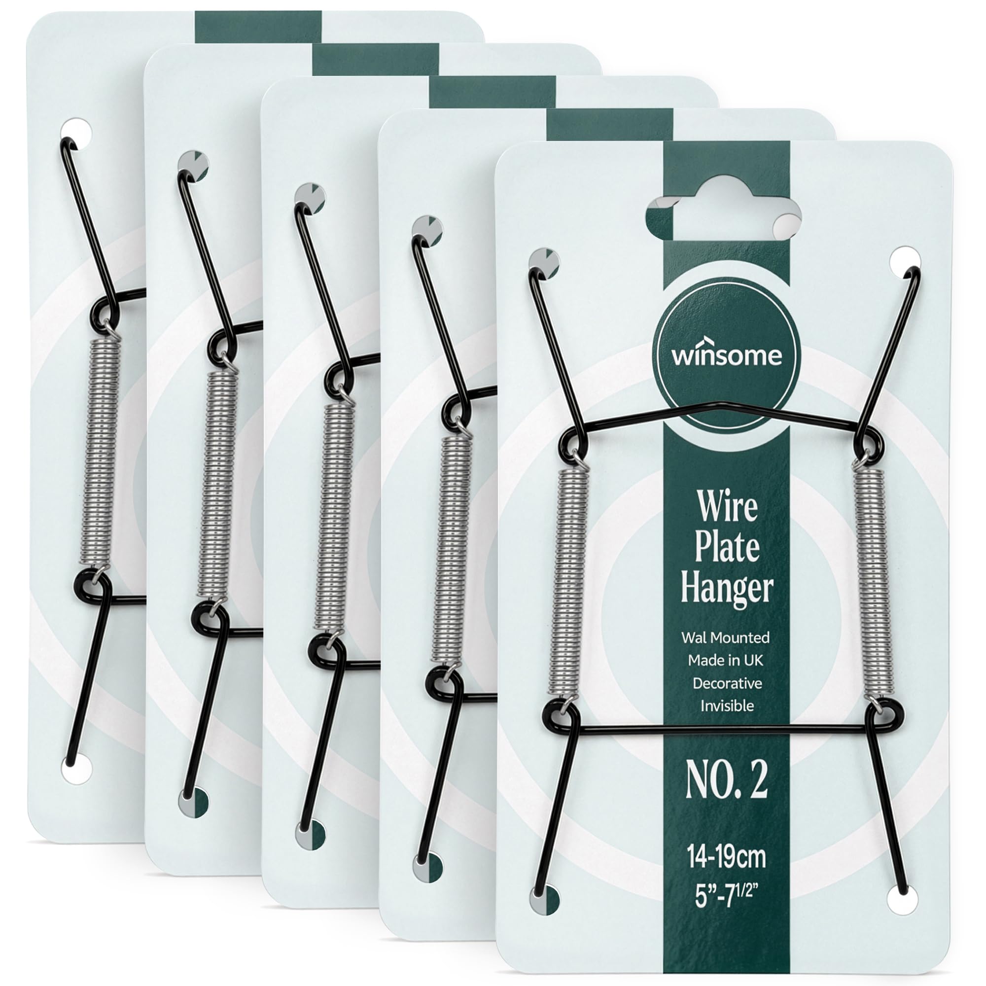 WINSOME Invisible Plate Hangers for Wall | Decorative Dish Display Holders Hanging Wires Spring Hook Holder Fit to Hang on Wall (Black Plate Hanger) (for Plate 14-19 cm Wide - Pack of 5)