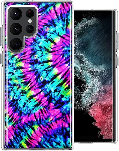 Mundaze - Para Samsung Galaxy S22 Ultra Hippie Tie Dye Funda híbrida delgada a prueba de golpes Hard Shell Soft TPU Heavy Duty Funda protectora para