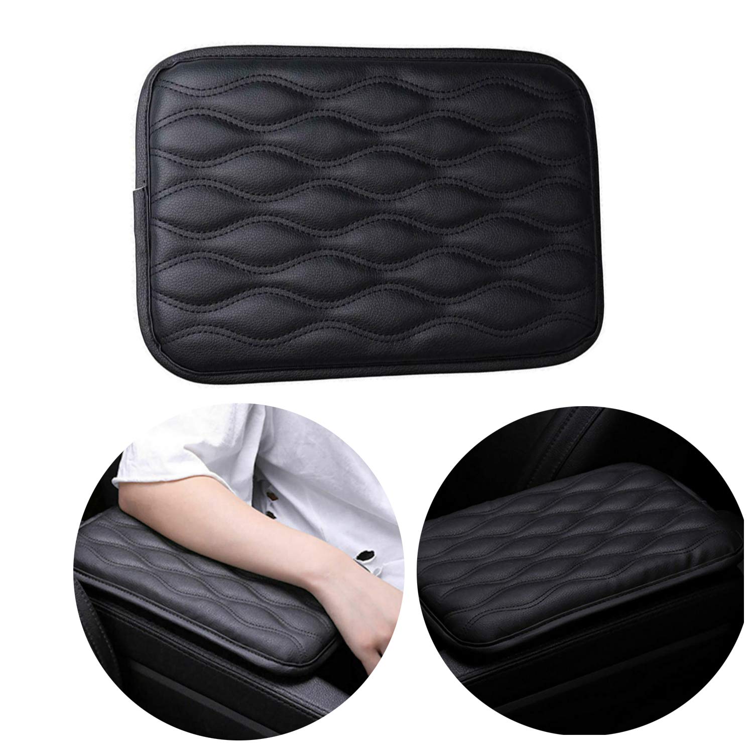 Adunsiaoto Coussin En Cuir PU Pour Console Centrale Universelle - Housse D'Accoudoir Voiture Confortable Gris