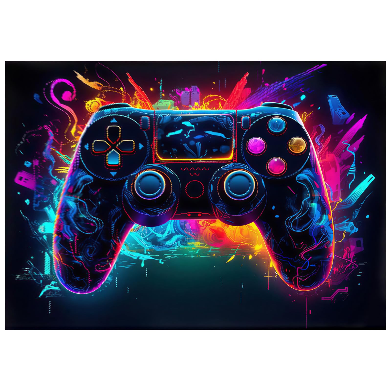Gaming Teppich rutschfest Kristall-Samt Gamer Fußmatte, Spielkonsolen-Teppich, Neon Farben, Coole Deko für Jungen Teenager Schlafzimmer Wohnzimmer 120x160cm