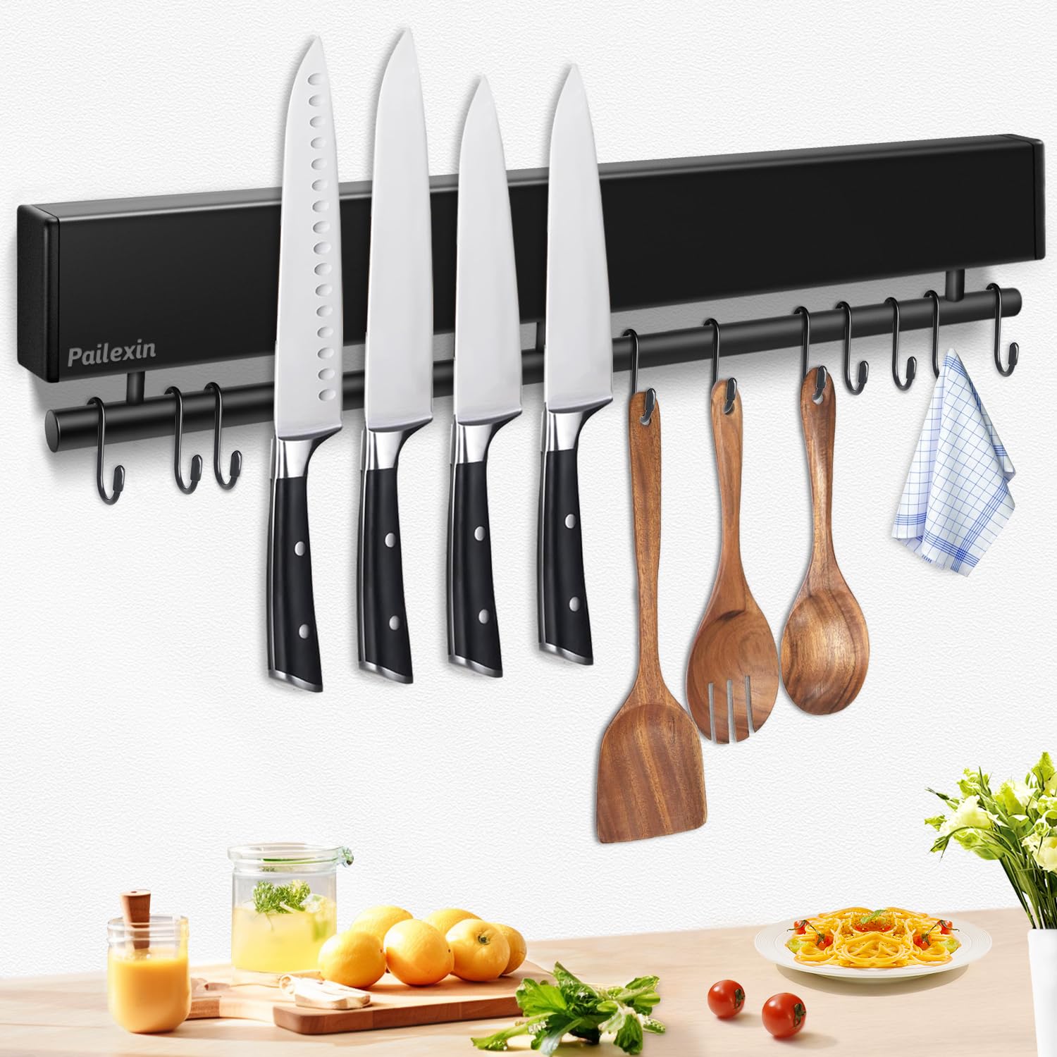 Pailexin 17 in Magnetic Knife Holder with 10 Hooks