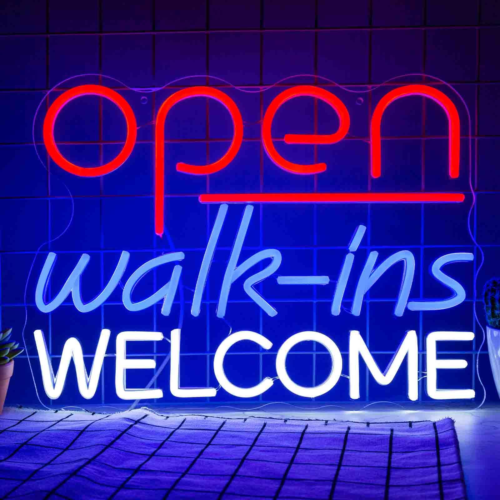 Saly Ror Walk ins Welcome Neon Sign Led Light for Wall Decor, Neon Lights for Business Sign Bar Pub Restaurant, Neon Led Light for Store Signs