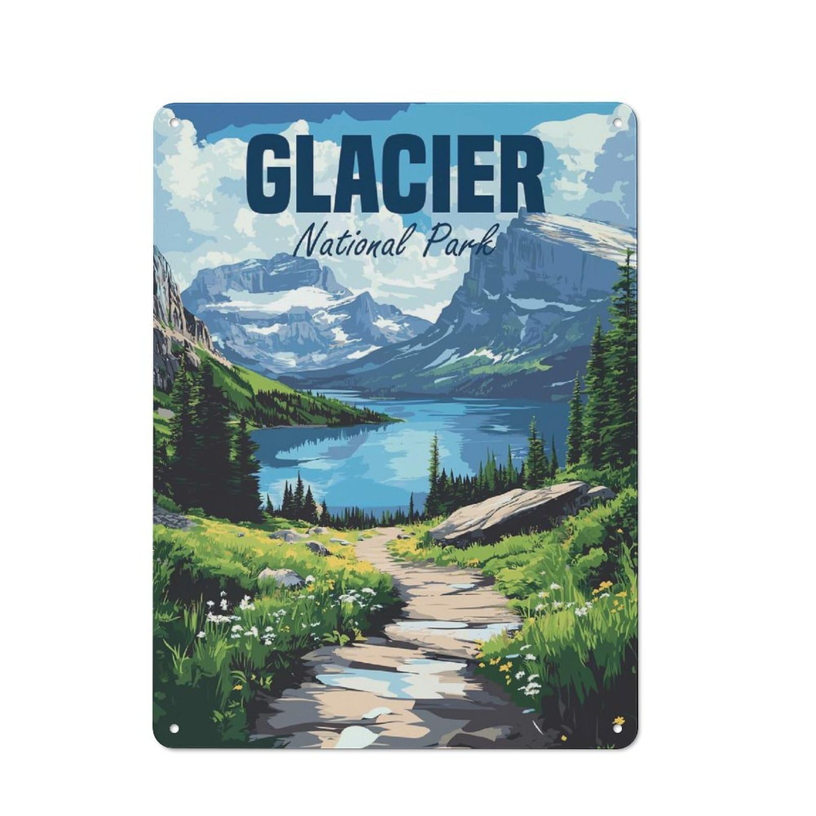 Junmoney Style-14 Friendly Cafe Metal Sign 40X30cm Featuring Glacier National Park, Cafe Wall Decor For Tea Room, Shop Wall Or Breakfast Area