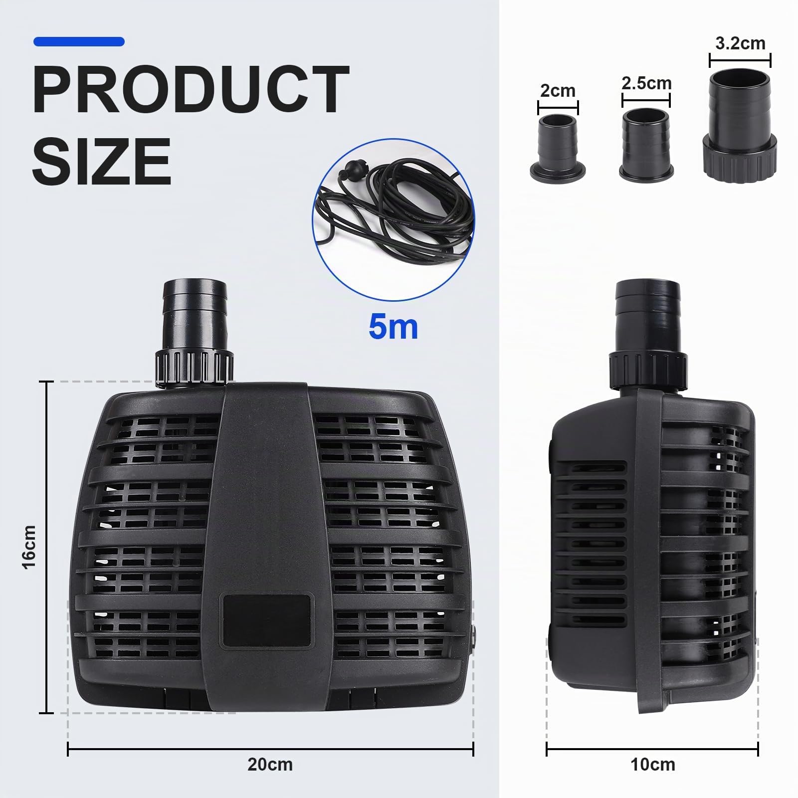 CPROSP Pompa Laghetto CFP-3000L/H [2025] - 55W, Pompa per Laghetti Silenziosa e a Risparmio Energetico, Pompa Acquario, Protezione pesci, Ideale per Laghetti da Giardino e Ruscelli Decorativi, IPX8