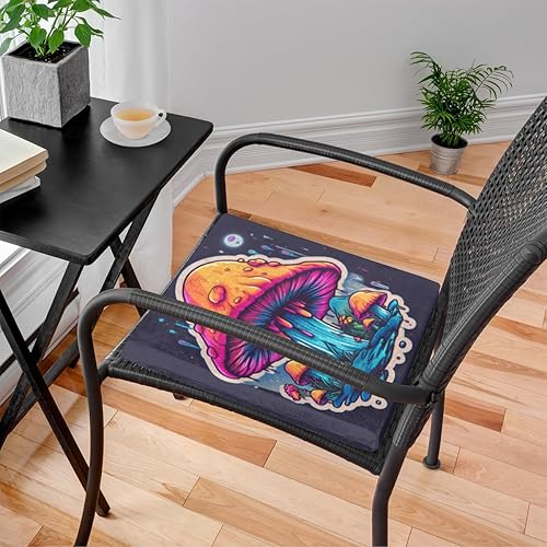 Miniatura 2 de Bardic Chair Cushion 1 Pack Trippy Magic Mushrooms Memory Foam Seat Cushion Abstract Plants Removable Square Chair Pads for Kitchen Dining Office