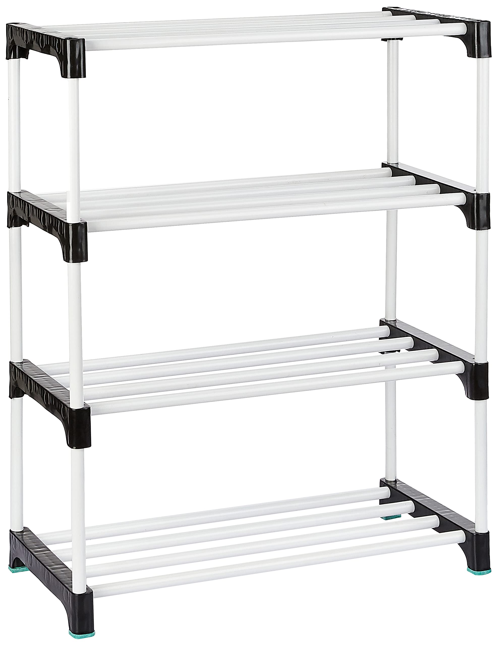 amazon brand - solimo plastic shoe rack, 4 shelves, black