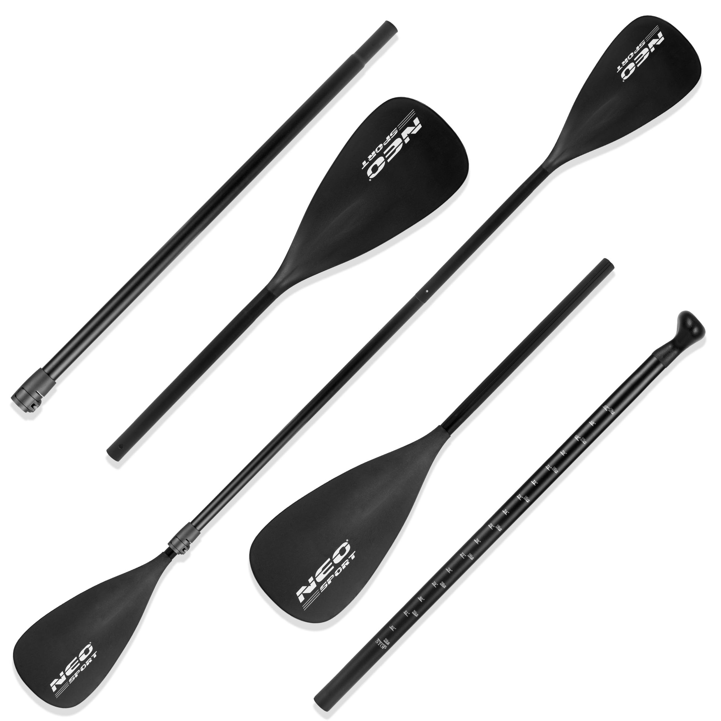 Neo-Sport SUP Paddel Teleskoppaddel 2in1 Paddling Verstellbar 230 cm 2 Paddelblätter Kajak Kajakpaddel Schwarz