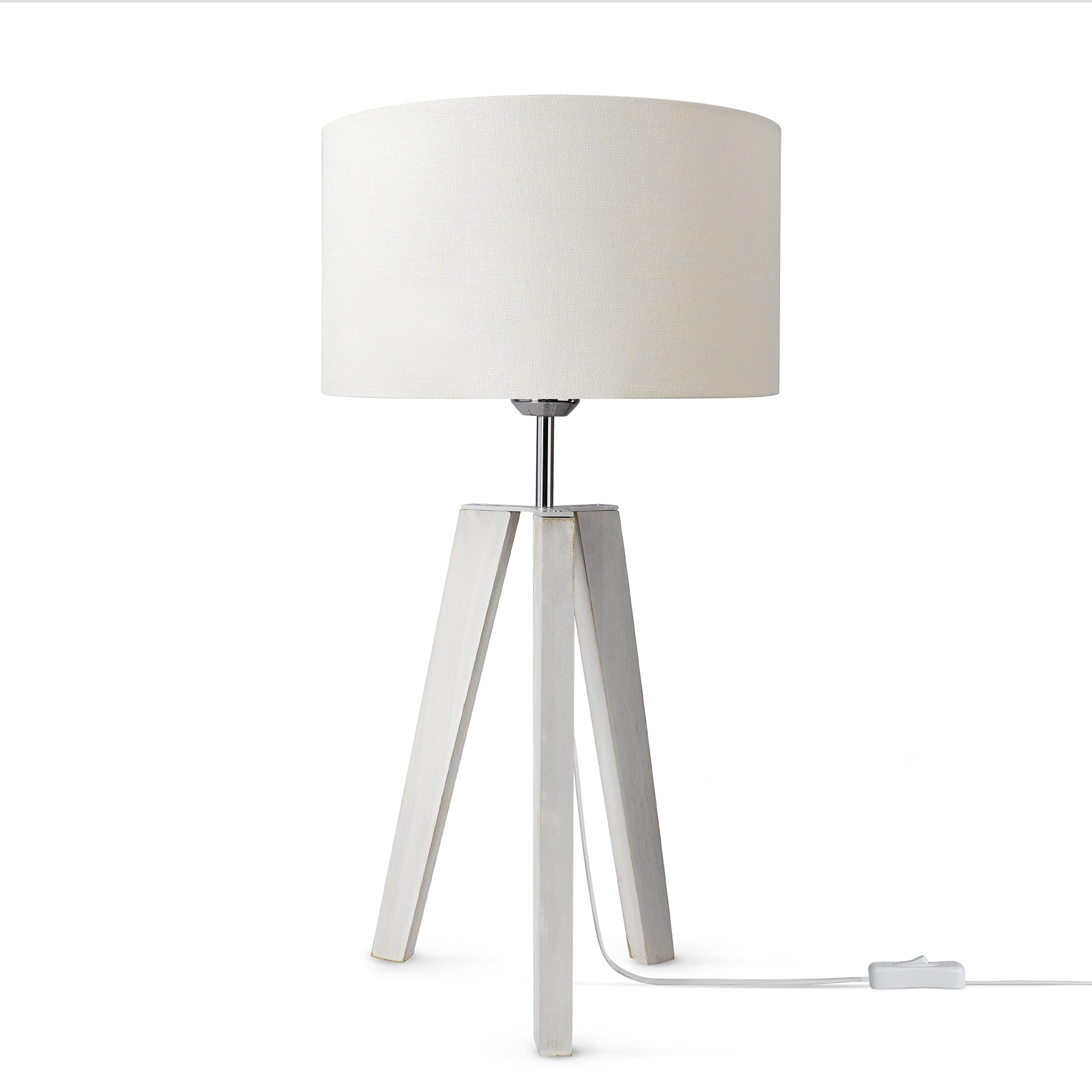 Paco Home Tischlampe Nachttisch Deko Wohnzimmer Leselampe Tischleuchte Nachttischlampe Schlafzimmer E14 Fassung Stoff Lampenschirm Mit Schalter Holz