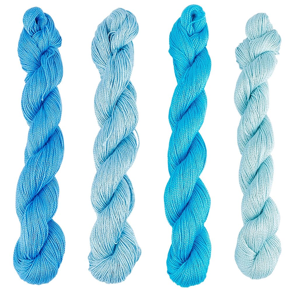 FREEBLOSS 4 Pcs Sashiko Thread Sashiko Skein 4 * 100M(109 yds) Pure Cotton Embroidery Thread 2-Strand Japanese Sewing Threads for Quilting & Embroidery Sewing Kit Supplies(Blue), Total 400M/437yds