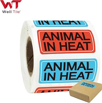 500 Pcs Animal in Heat Veterinary Practice Stickers 1x 2 Inch