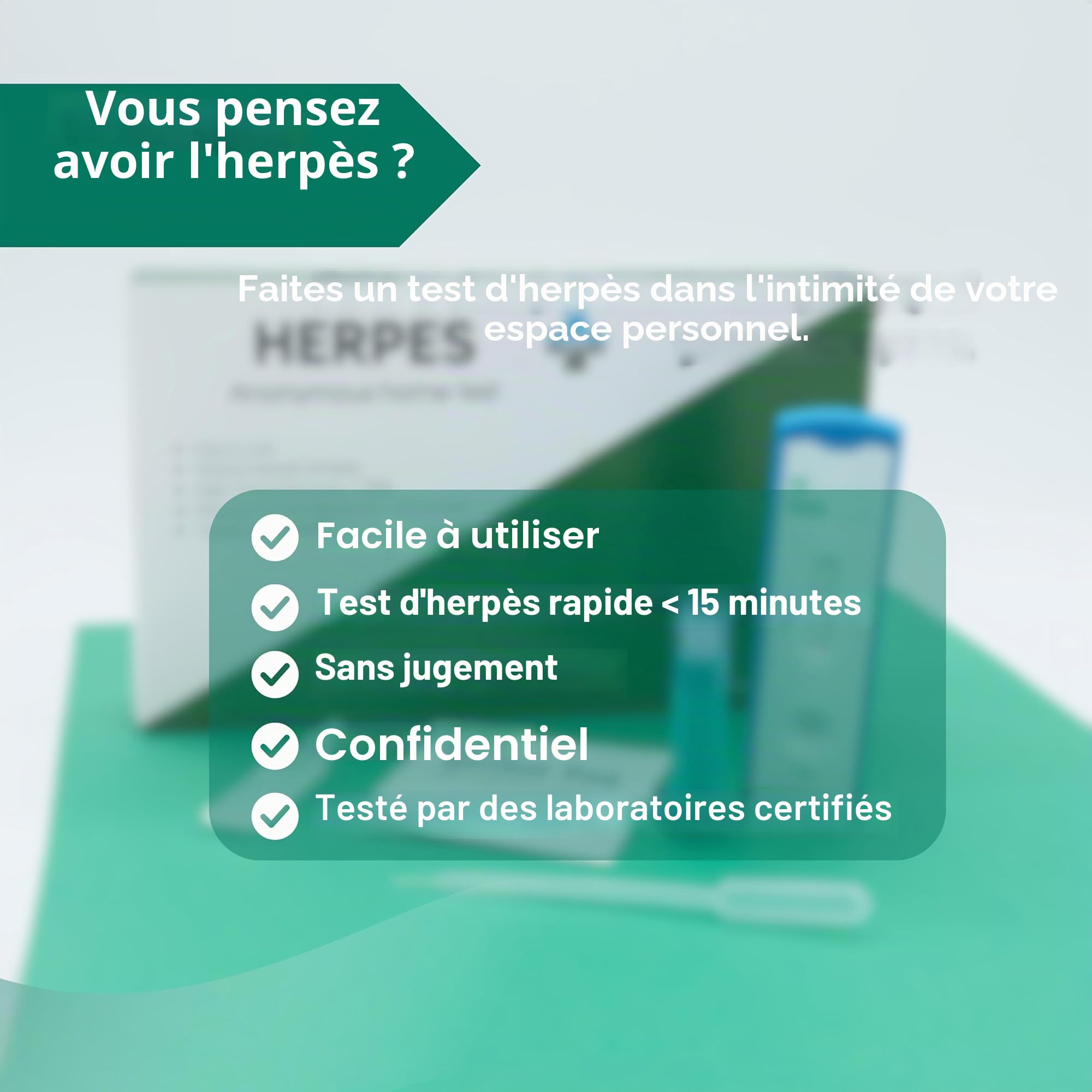 Test d'herpès HSV 1/2 | Hommes et femmes | Détecte les infections MST | Test rapide professionnel certifié