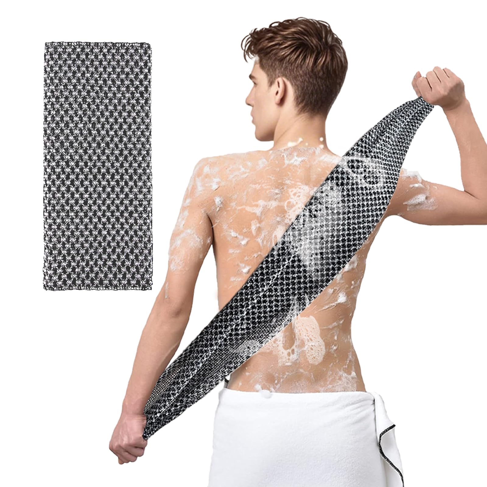 Serviette de Douche exfoliante nettoyante en Profondeur. Serviette exfoliante Double Face, Extra Longue et réutilisable