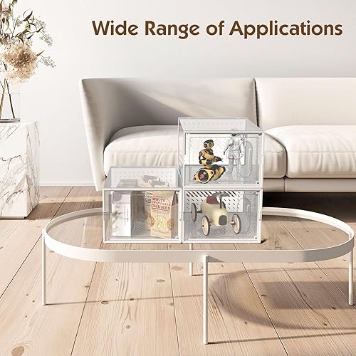 Miniatura 8 de SALA Paquete de 12 cajas de almacenamiento de zapatos XL con puerta magnética, se ajusta hasta el tamaño 13, organizador de zapatos apilable de