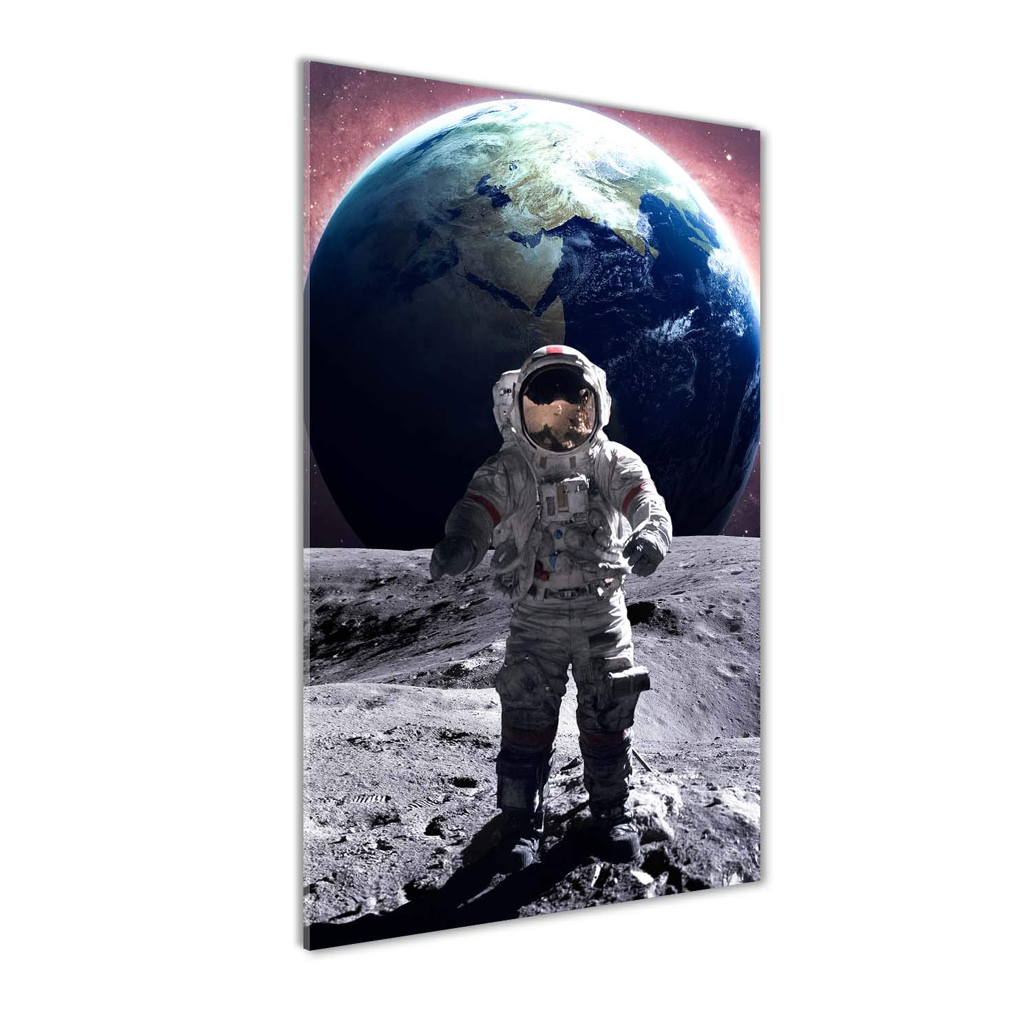 Tableau astronaute 70x140cm en verre trempé cosmos pour décoration salon moderne