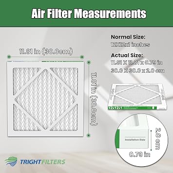 TRIGHTFILTERS 12x12x1 Air Filter 6 Pack, Durable MERV 8 Pleated Home HVAC AC Furnace Filters, Lightweight Compact Air Conditioner Filter Replacement
