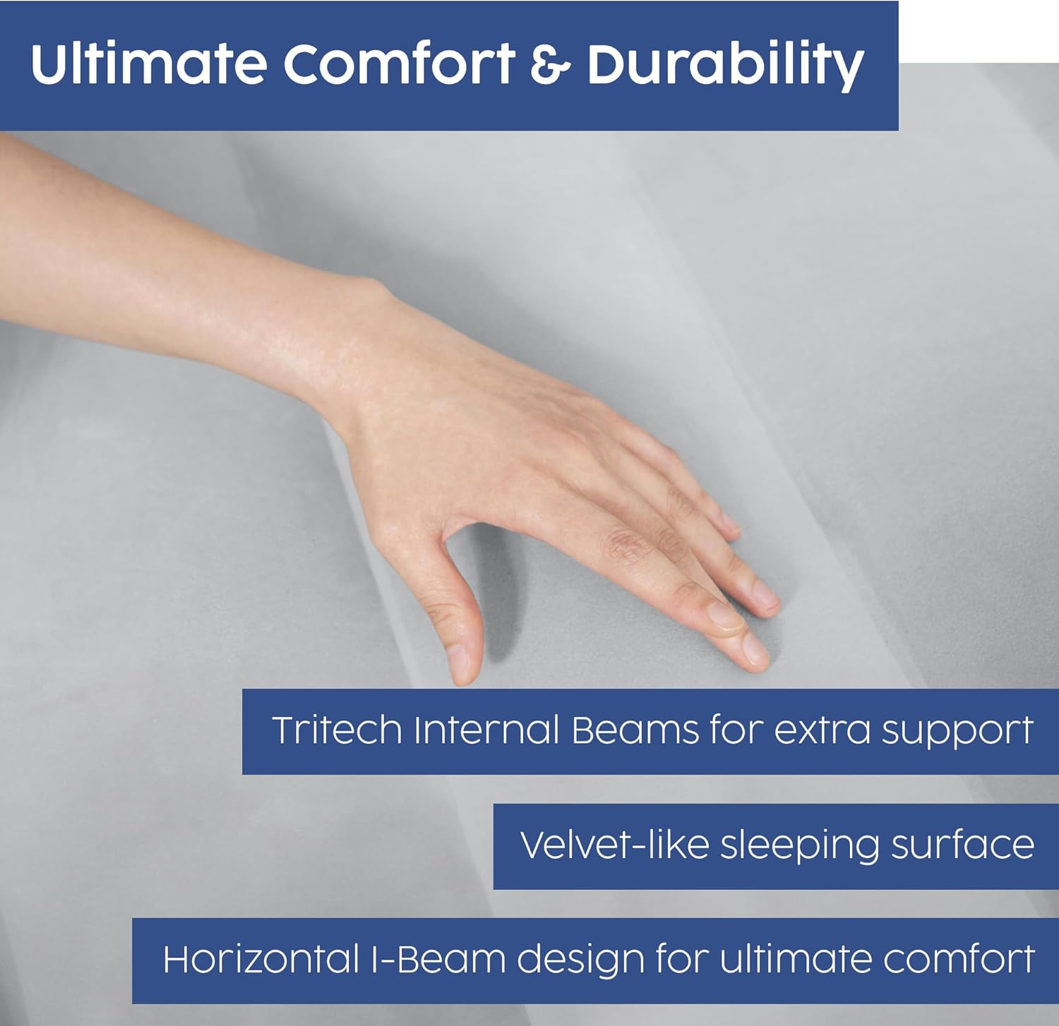 Sealy Tritech 16” Inflatable Air Mattress Bed with Built-in Pump, Storage Bag, and Repair Patch for Indoor and Outdoor Use, Queen