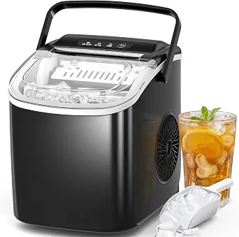 Antarctic Star Countertop Ice Maker with Auto-Cleaning, 9 Bullet Ice Cubes in 6 Minutes, 26 lbs/Day, Portable with Handle, Basket & Scoop