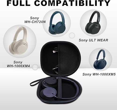 Miniatura 2 de Funda rígida compatible con Sony WH-CH720N, WH-CH520, ULT WEAR Auriculares con cancelación de ruido, bolsa de almacenamiento de viaje negra