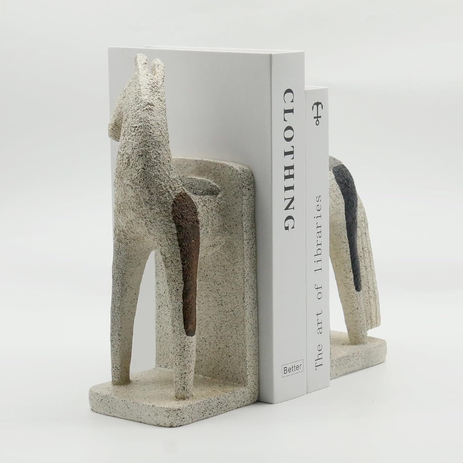 Lukitas Abstract Horse Decorative Bookends Heavy Duty, Modern Minimalist Nordic Ornaments for Office Home Bookshelf Decor, Resin 11''