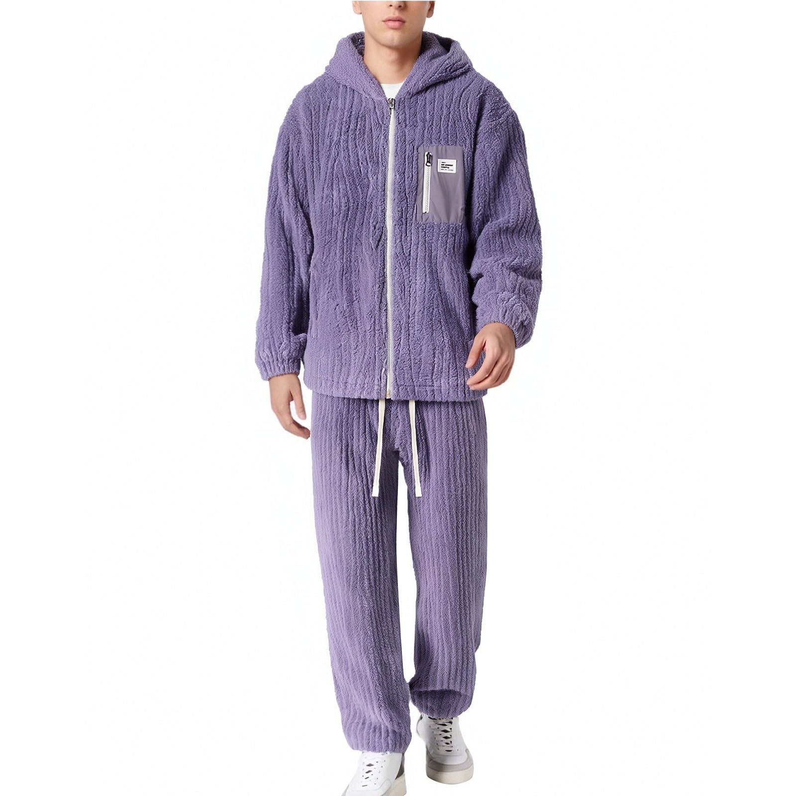 Pijama largo para hombre de franela con botones, cálido pijama de felpa engrosada, elegante invierno, manga larga, pantalones de salón, ropa de salón de dos piezas