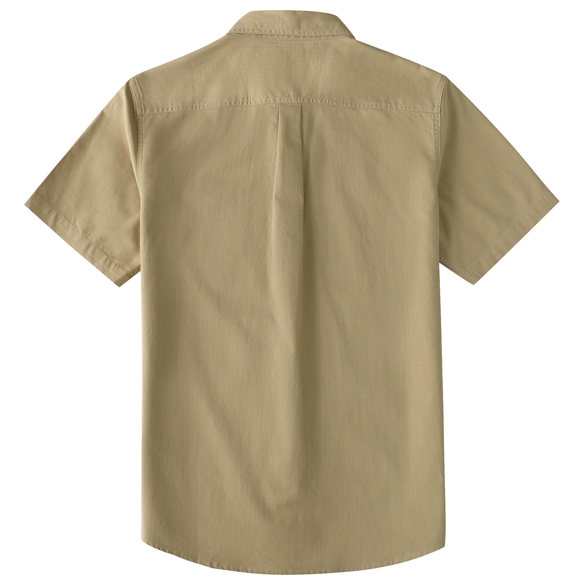 Dubinik® Camisa Hombre Manga Corta Chambray Algodón Ligero Corte Regular Dos Bolsillos Estilo Urbano Casual