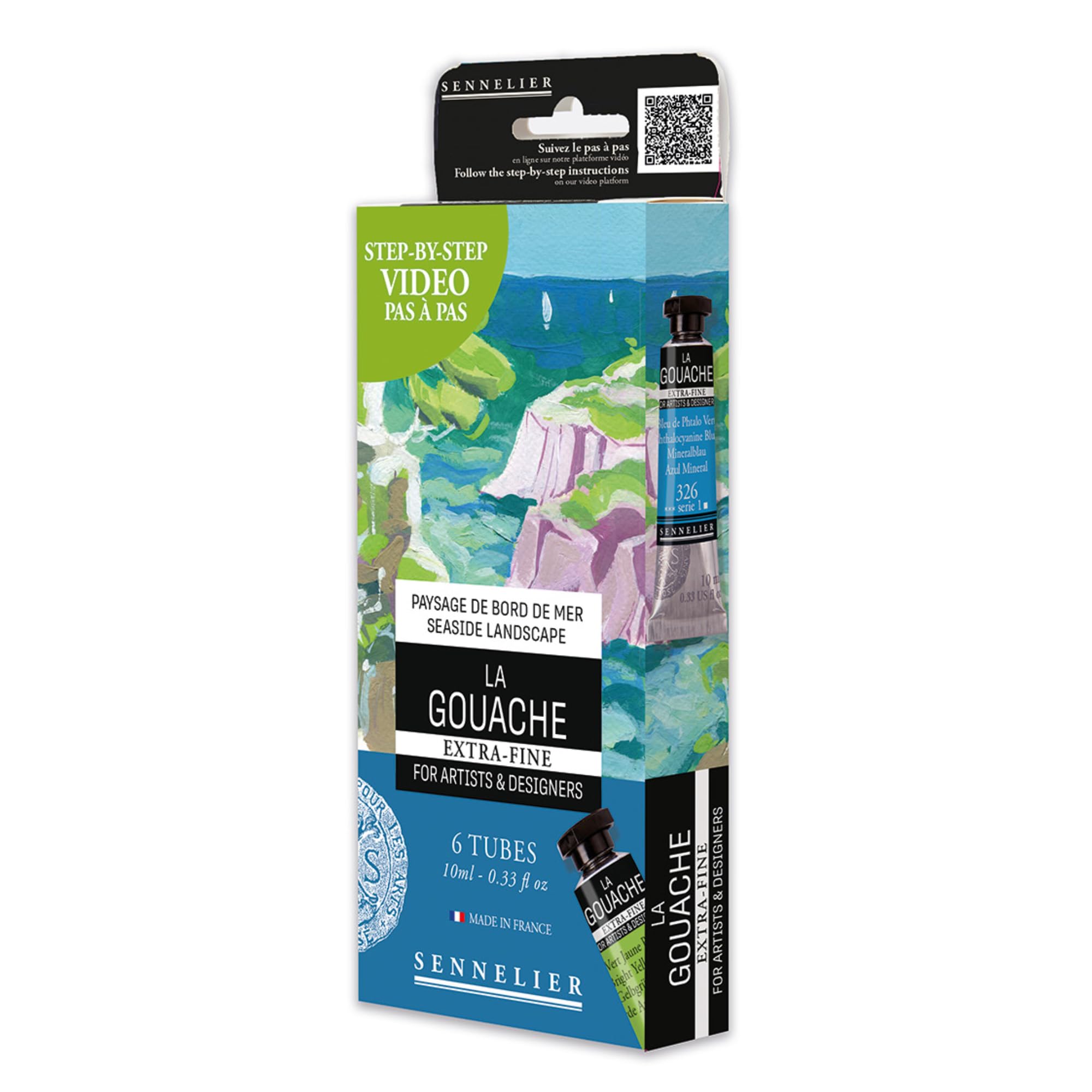 Sennelier Coffret Gouache Extra-Fine 6 Tubes 10ml Peinture Ultra-Mate Opaque Fabriqué en France
