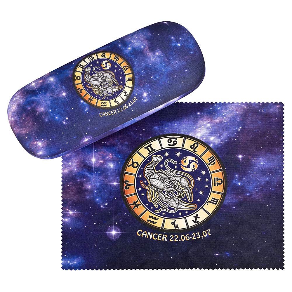 VON LILIENFELD Cancer Zodiac Sign Horoscope Glasses Case Present Cleaning Cloth Spectacle Cases Lightweight Stable
