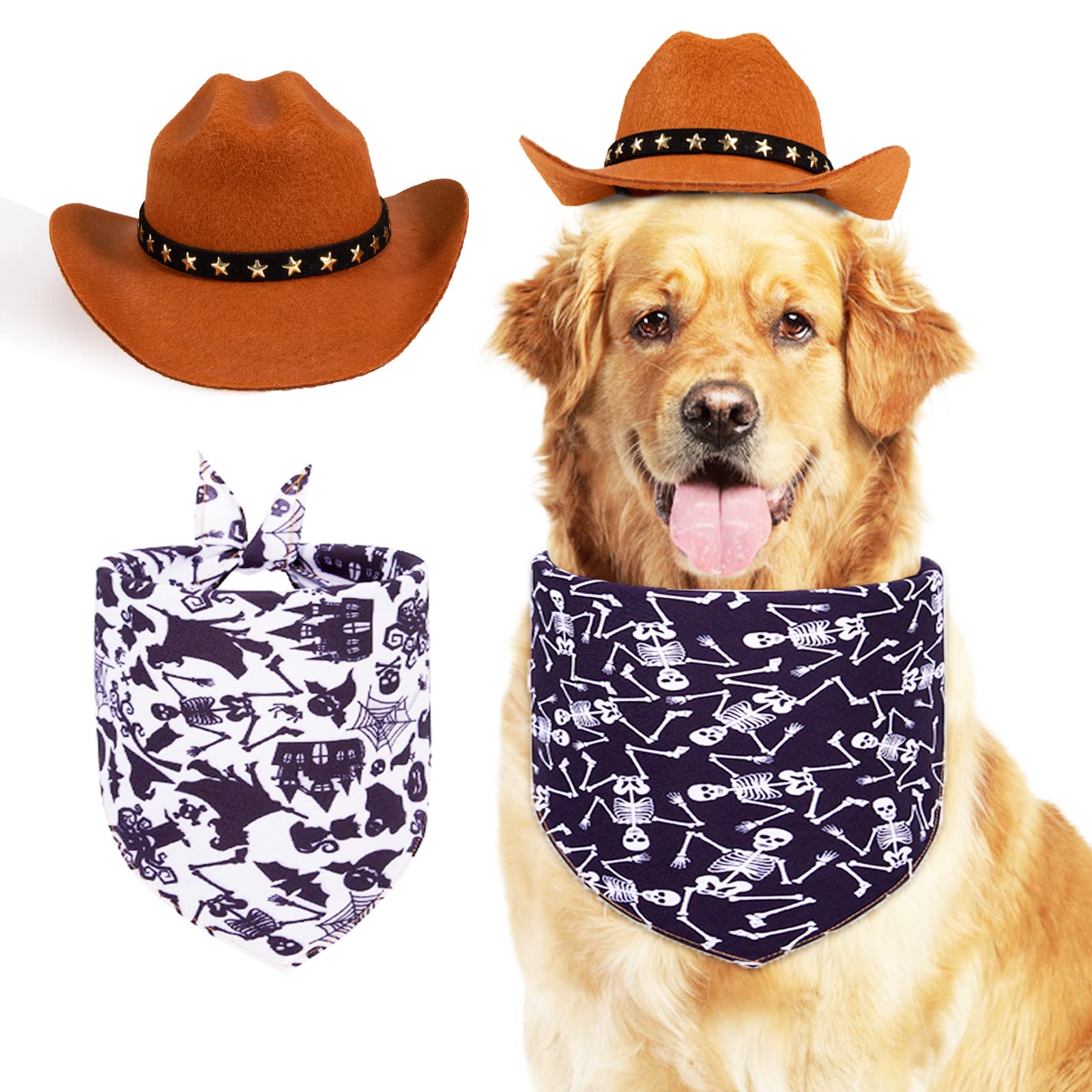 Cowboy-Kostüm Für Kleine Hunde & Katzen – Hut & Bandana, Rosa, Für Halloween & Western-Partys