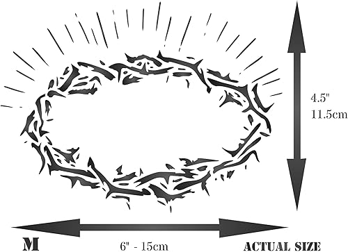 Miniatura 6 de Plantillas para paredes: Plantilla de corona de espinas, 6 x 4.5 pulgadas (M) - Corona de Jesús trenzada religiosa