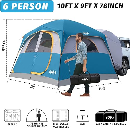 Miniatura 2 de UNP Tienda de campaña SUV para campamento, tienda de campaña SUV para 6 personas, fácil de instalar con lluvia, 10 x 9 x 78 pulgadas de alto