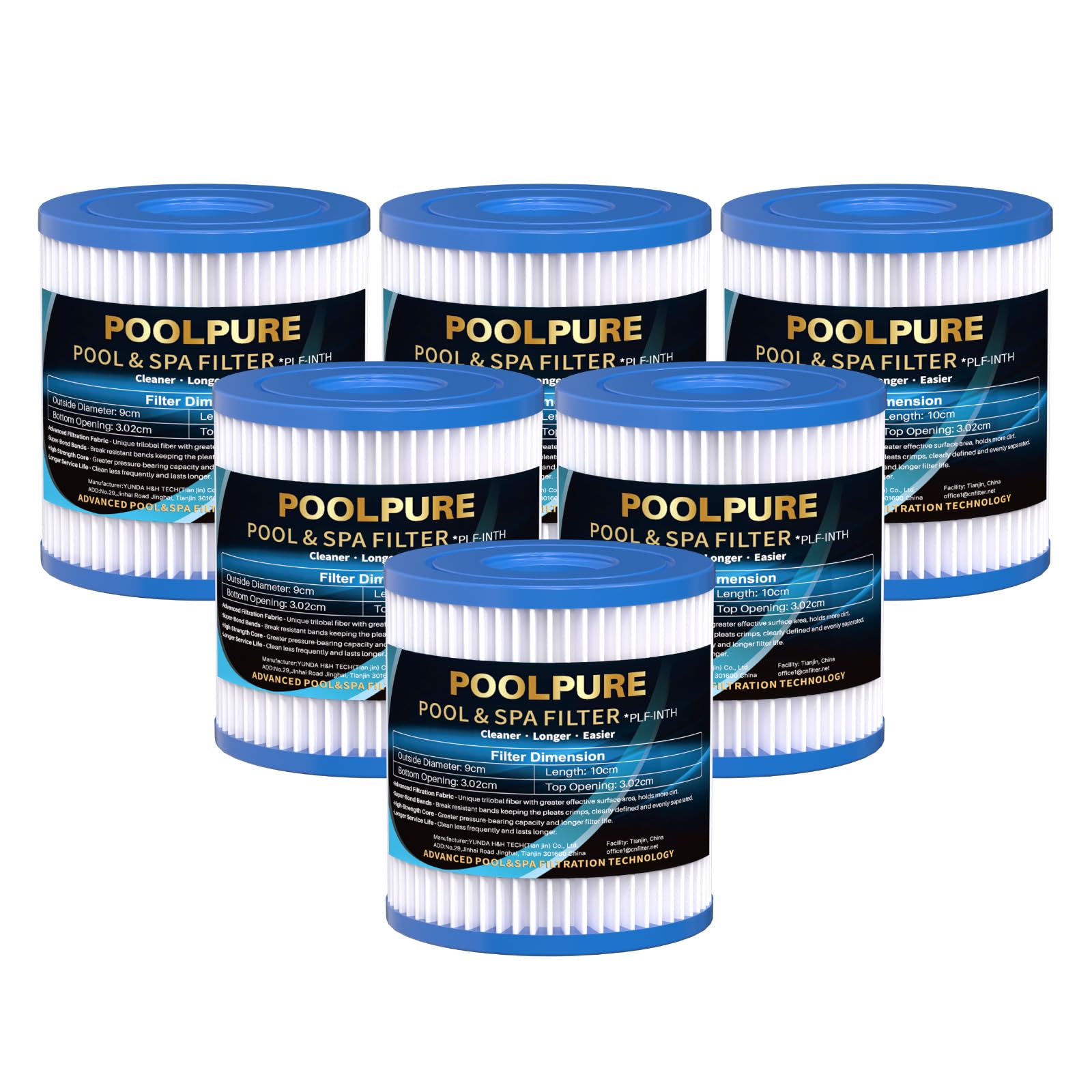 POOLPURE 6er Pack Filterkartusche Typ H (29007) – Hochleistungs-Ersatzfilter für Kartuschenfilteranlagen (Modelle 28601, 28602) – Für kristallklares Poolwasser