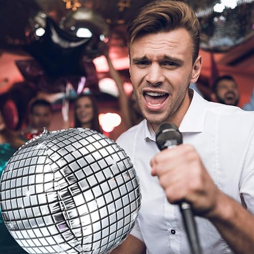 Miniatura 6 de Gejoy 10 globos grandes de bola de discoteca de 22 pulgadas, espejo plateado 4D, globos de helio de aluminio de aluminio para discoteca, baile,