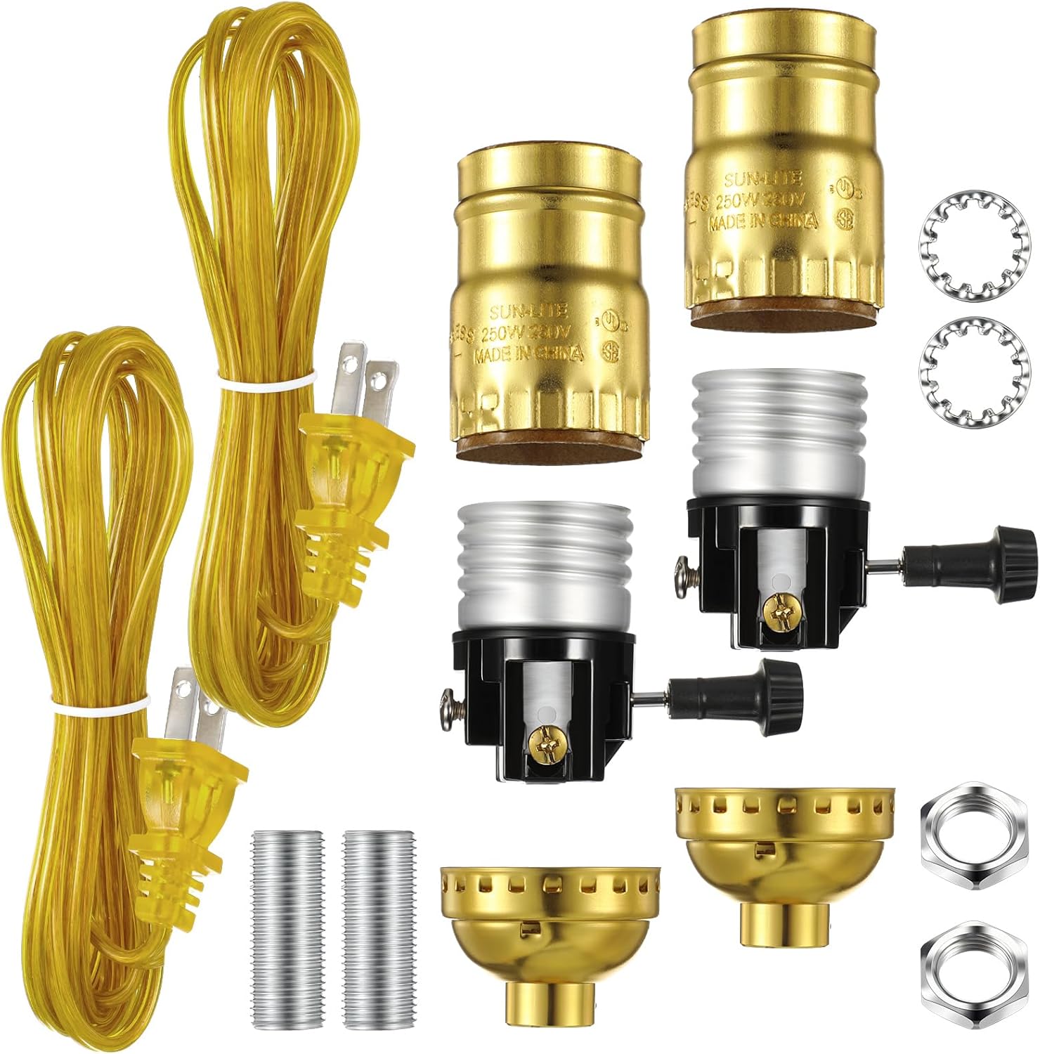 Honoson 2 Sets Lamp Repair Kit Table Rewire Lamp Parts with 3 Way