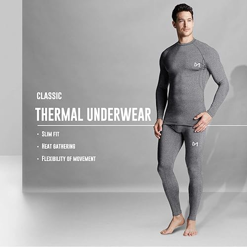 Miniatura 7 de MEETYOO Ropa interior térmica para hombre, capa base para hombre, 2 juegos largos forrados con capa base de engranajes de caza