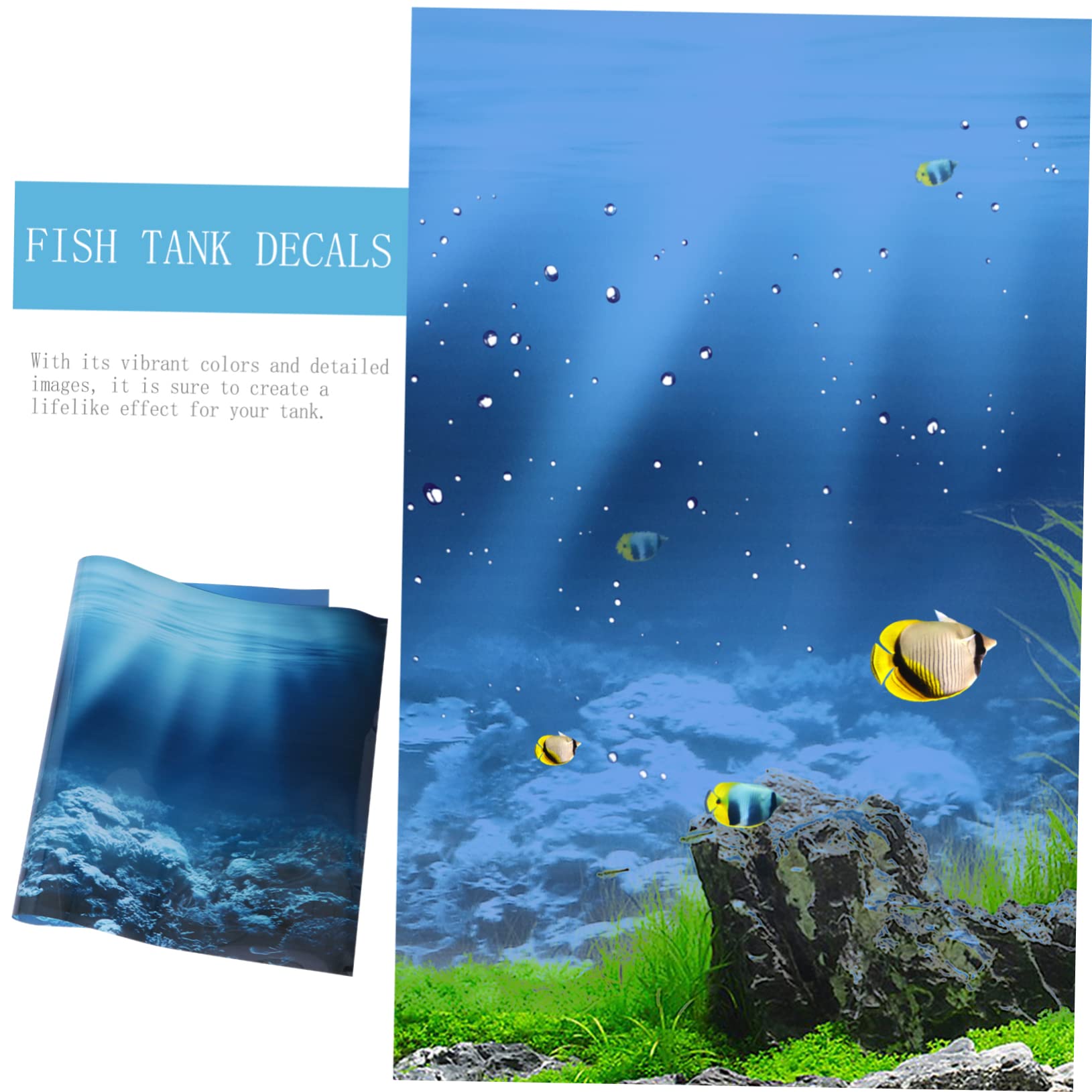 Beaupretty 2pièces Poster Décoratif pour Aquarium Autocollant Arrière-Plan De Poissons Et Décoration Murale pour Réservoir Eau