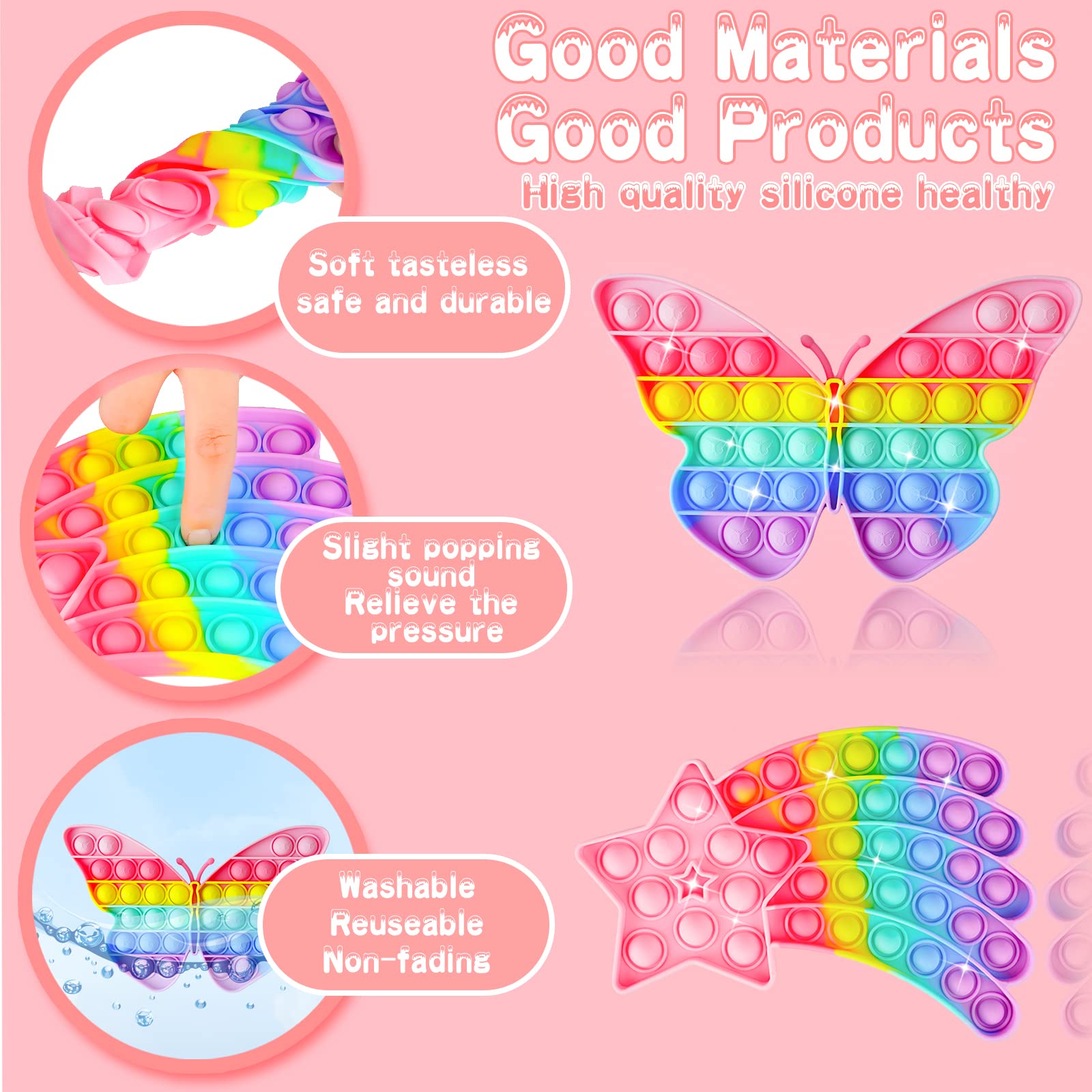 Bubble Pop Purse Popper Fidget It Pack Toy, Unicorn Figit Push Rainbow