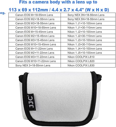 Vista 53 de JJC - Funda de neopreno ultraligera para cámara Sony A6600 a6500 a6400 a6300 a6100 a6000 a5100 + 0.709-2.165 in/E 1.969 in F1.8, bolsa para Fuji