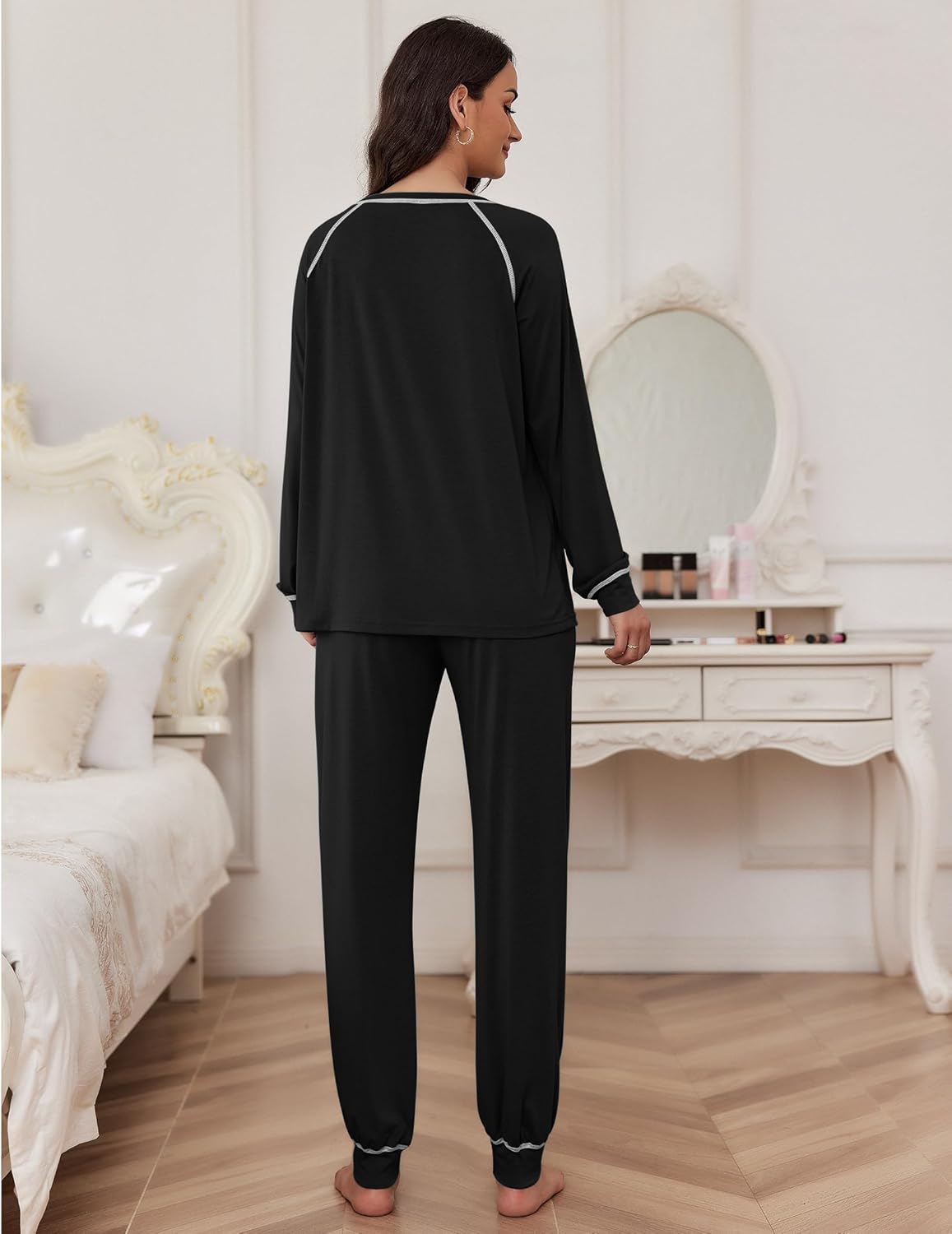 Ekouaer Pajamas Set for Women Soft Comfy Pjs Sets Long Sleeve Sleepwear Loungewear S-XXL - Image 4