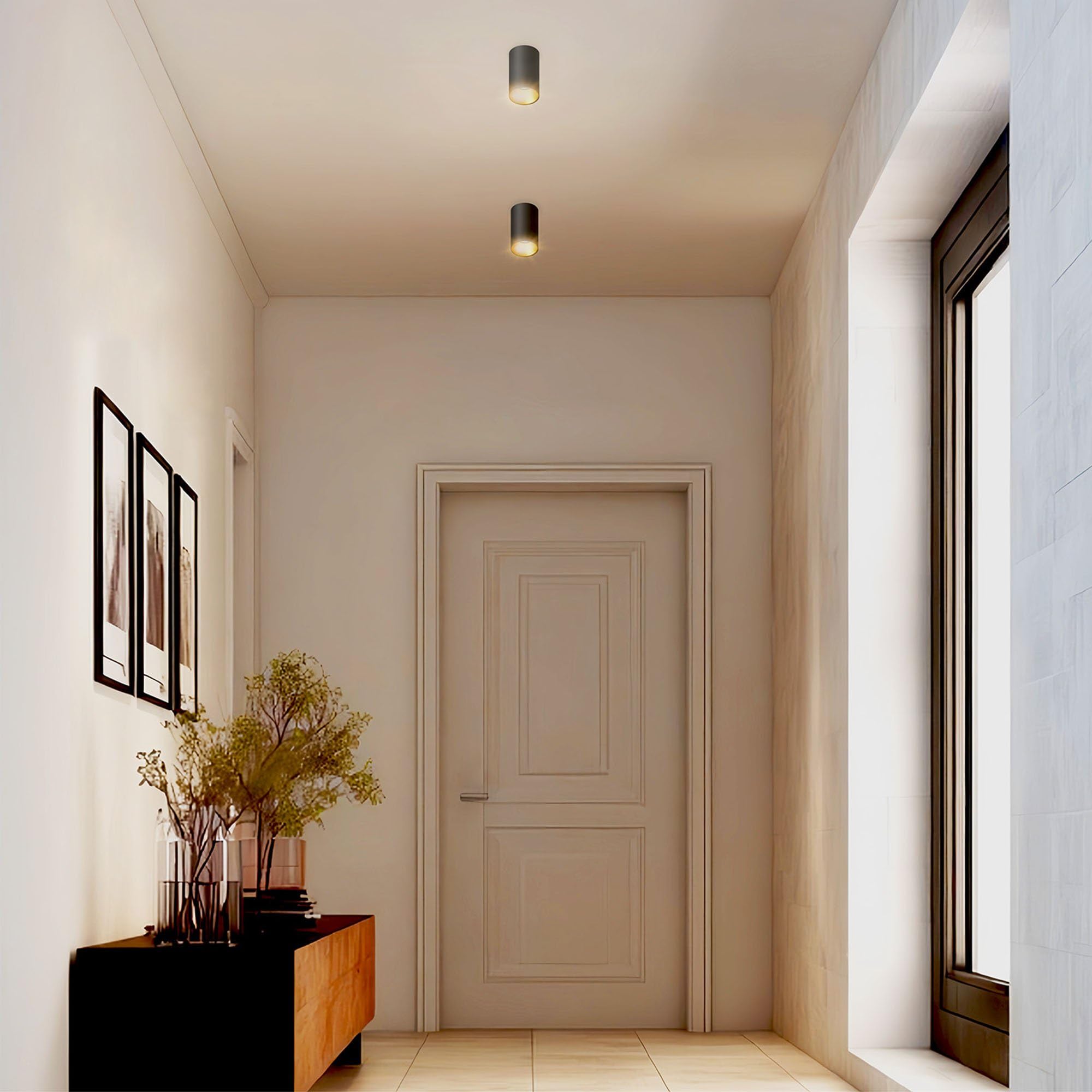 Ledvion 6er Set LED Aufbauspot Schwarz Rund 3W Warmweiss dimmbar | ø80mm; fuer trockene Innenraeume; mit Leuchtmittel geliefert; fuer Decke Flur Kueche und Wohnraum