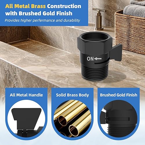 Miniatura 2 de Hibbent Paquete de 3 válvulas de control de flujo de cabezal de ducha totalmente de metal, válvula de cierre de latón G12 con palanca de mango de