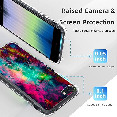 Miniatura 3 de Beaucov - Funda para iPhone SE 3ra Gen 2022, Funda protectora con resistencia a caídas y arañazos de TPU de cuerpo completo con diseño de cielo