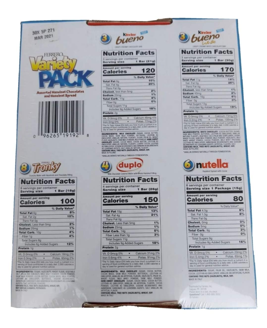 Buy Ferrero Variety Pack 24 ct Assorted Hazelnut Chocolates & Hazelnut